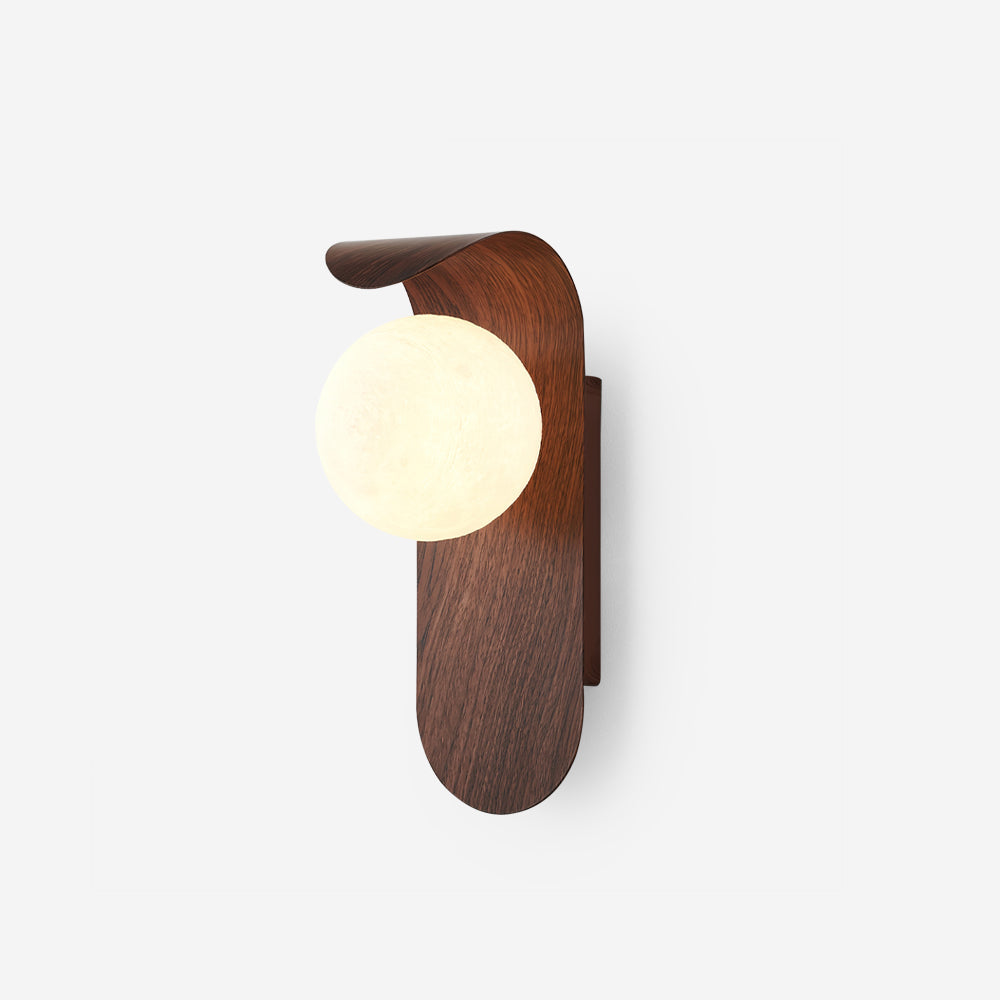 Lythose | Modern Arched Wood Grain Wall Light with Ball Globe