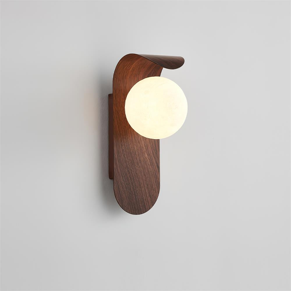 Lythose | Modern Arched Wood Grain Wall Light with Ball Globe