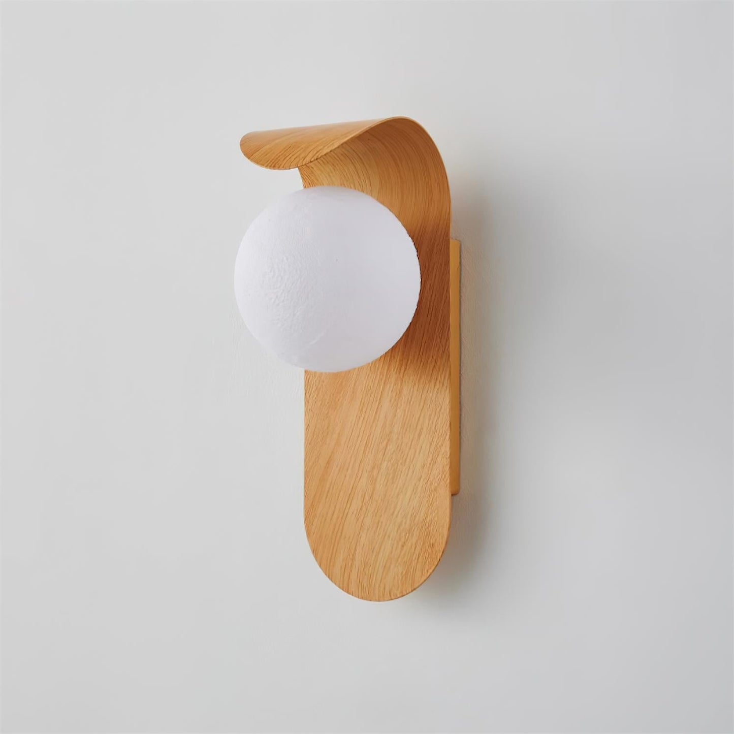 Lythose | Modern Arched Wood Grain Wall Light with Ball Globe