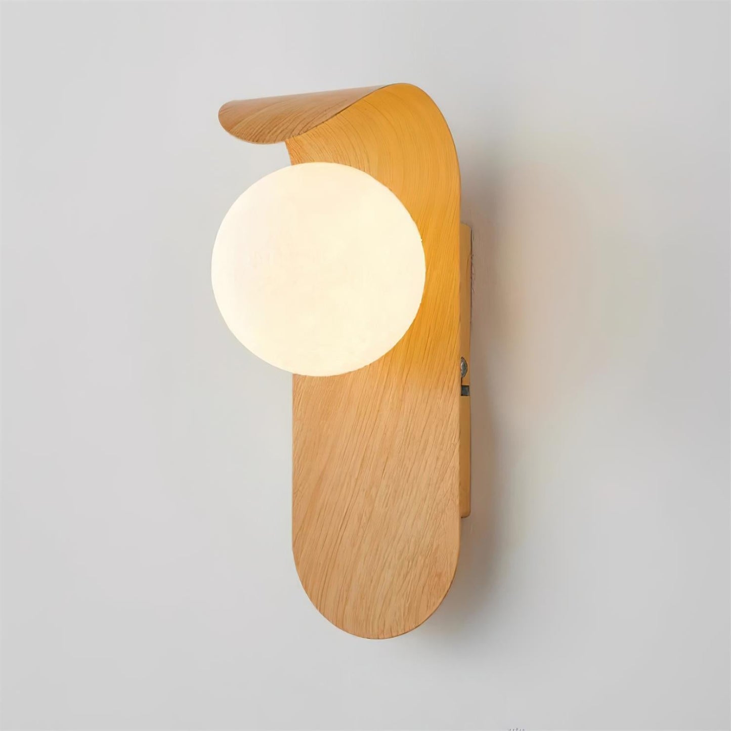 Lythose | Modern Arched Wood Grain Wall Light with Ball Globe