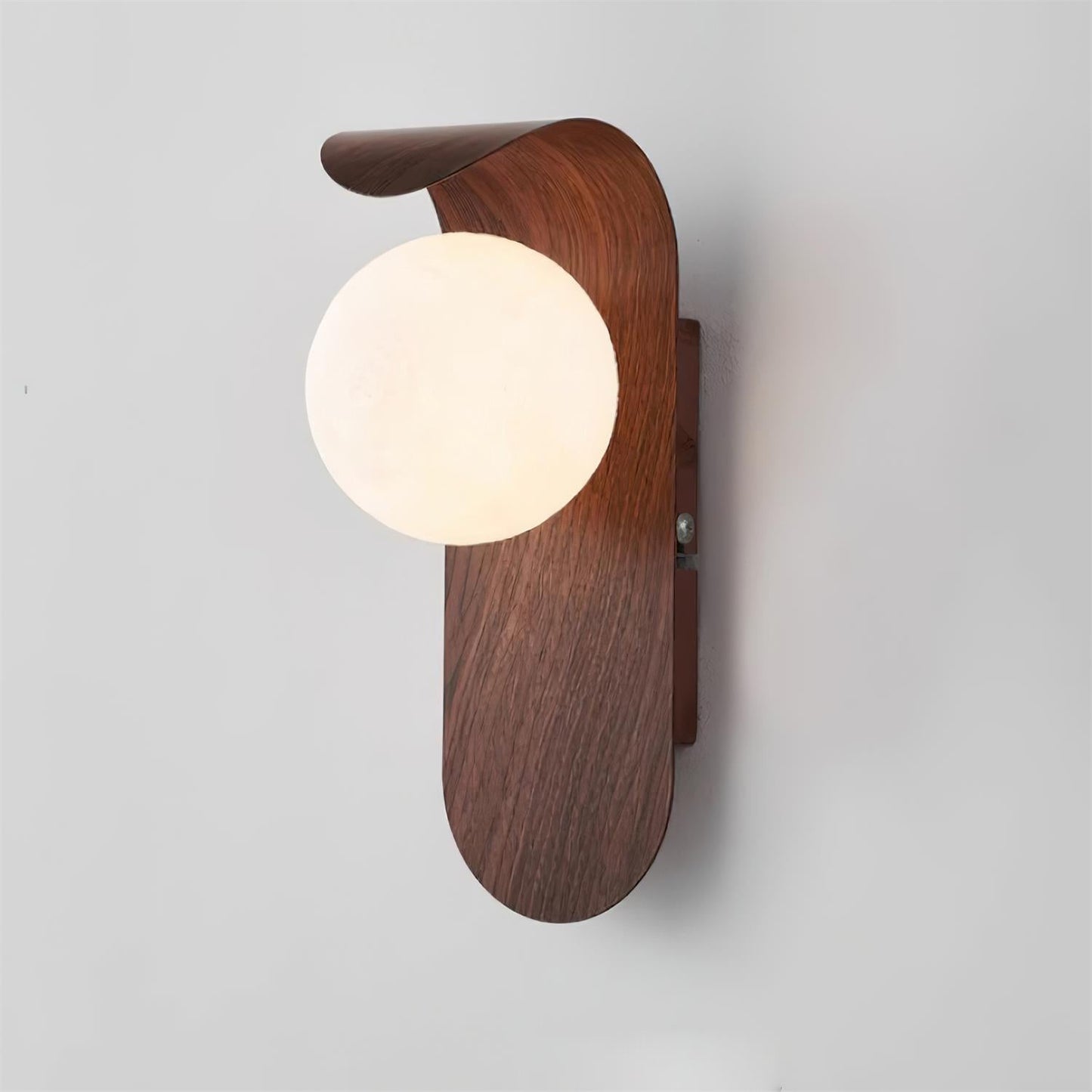 Lythose | Modern Arched Wood Grain Wall Light with Ball Globe