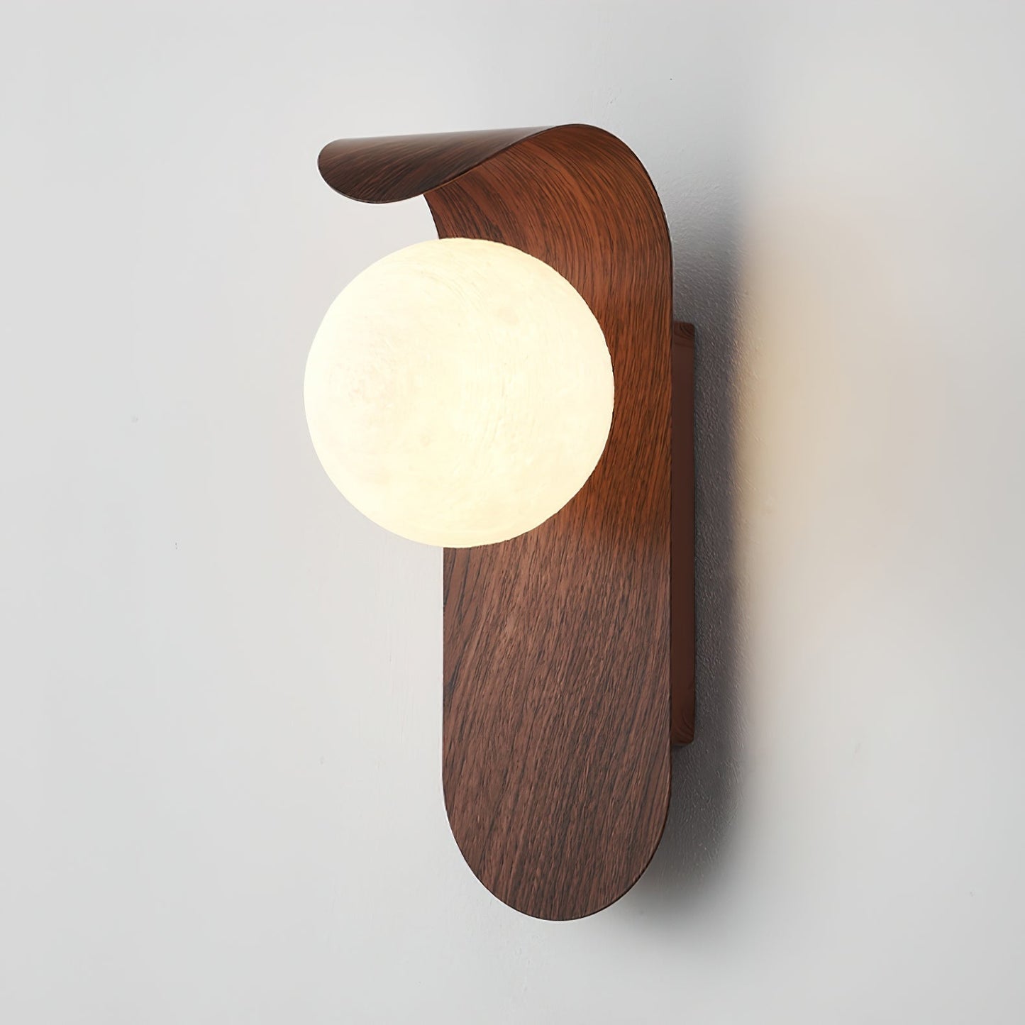 Lythose | Modern Arched Wood Grain Wall Light with Ball Globe