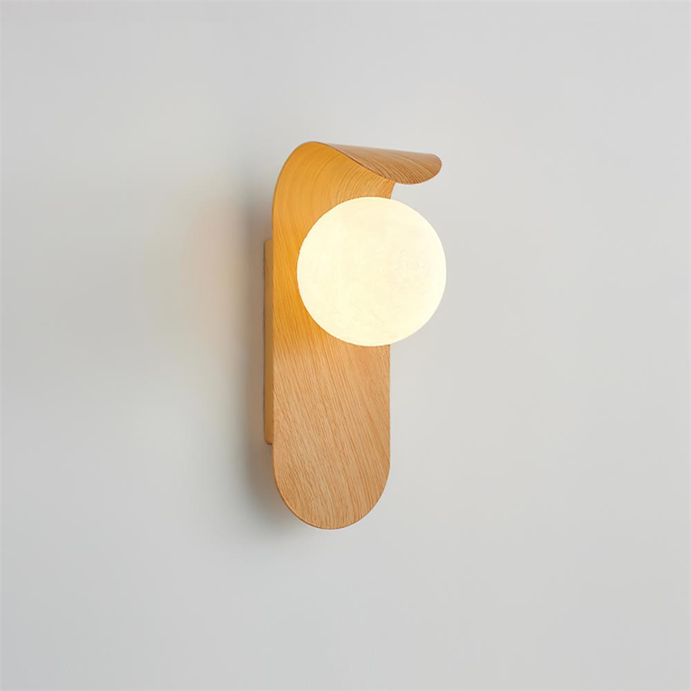 Lythose | Modern Arched Wood Grain Wall Light with Ball Globe