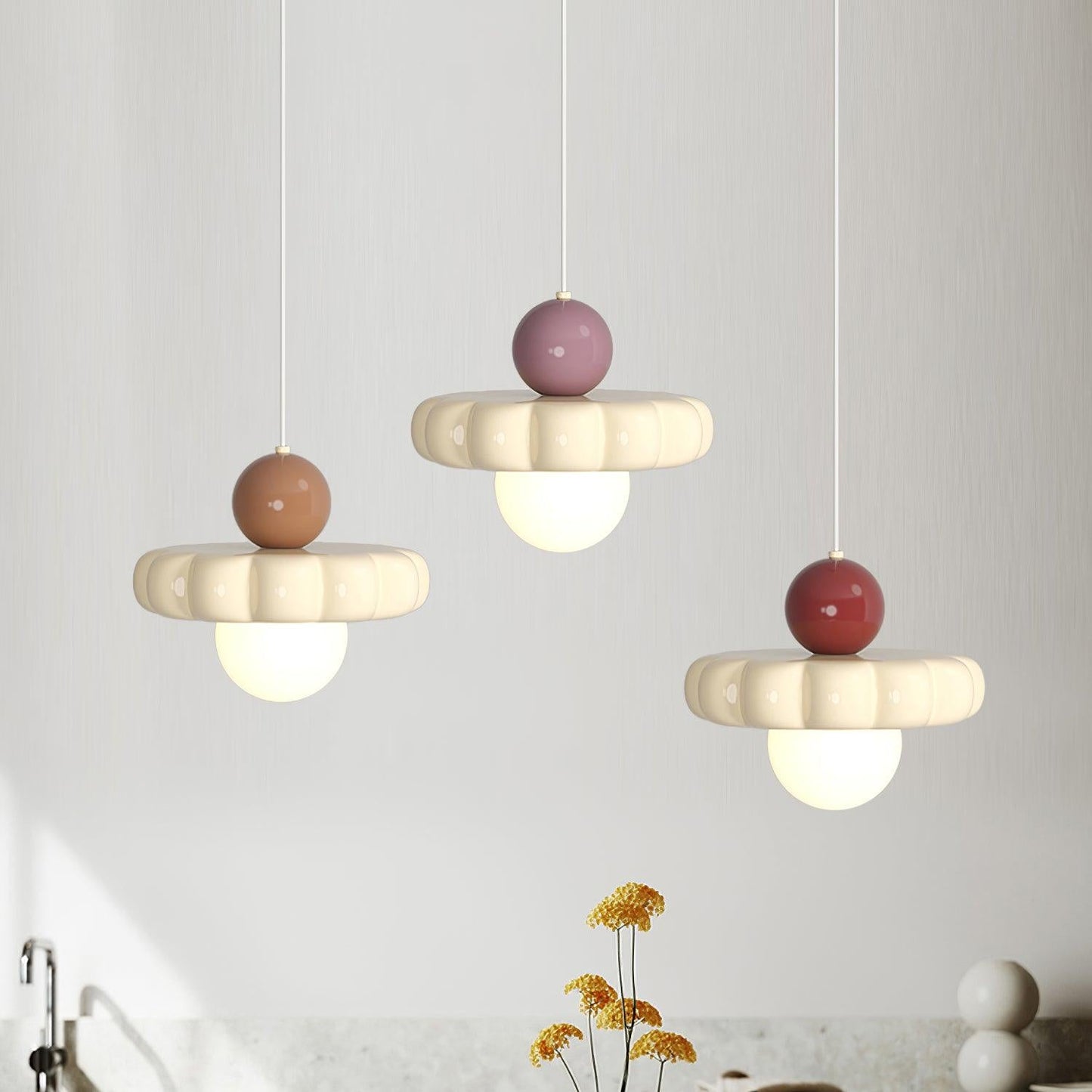 Norda | Nordic Scalloped Dome Floating Globe Pendant Light