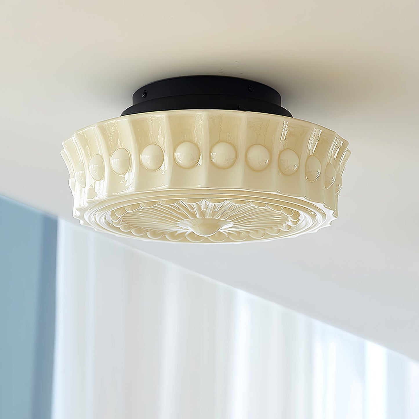 Solvendi | Minimalist Geometric Glass Bowl Semi Flush Ceiling Light