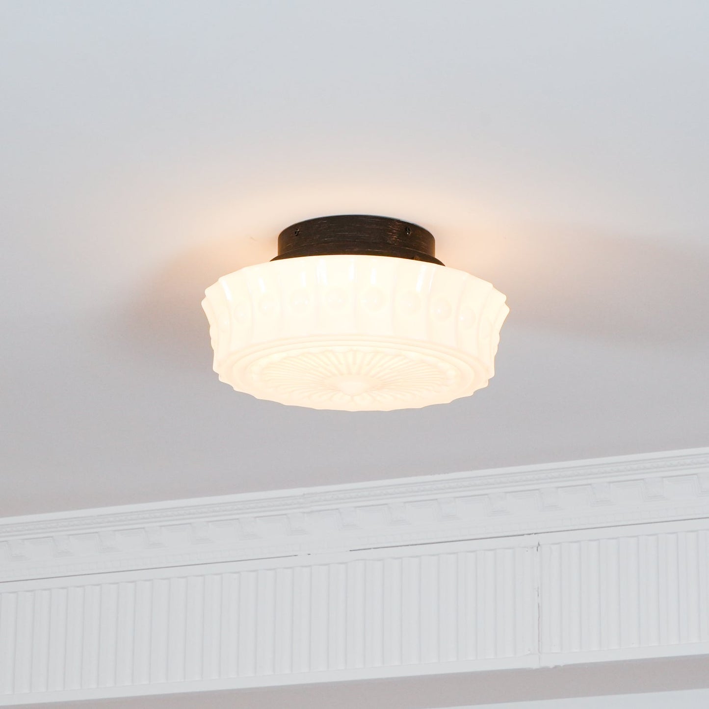 Solvendi | Minimalist Geometric Glass Bowl Semi Flush Ceiling Light
