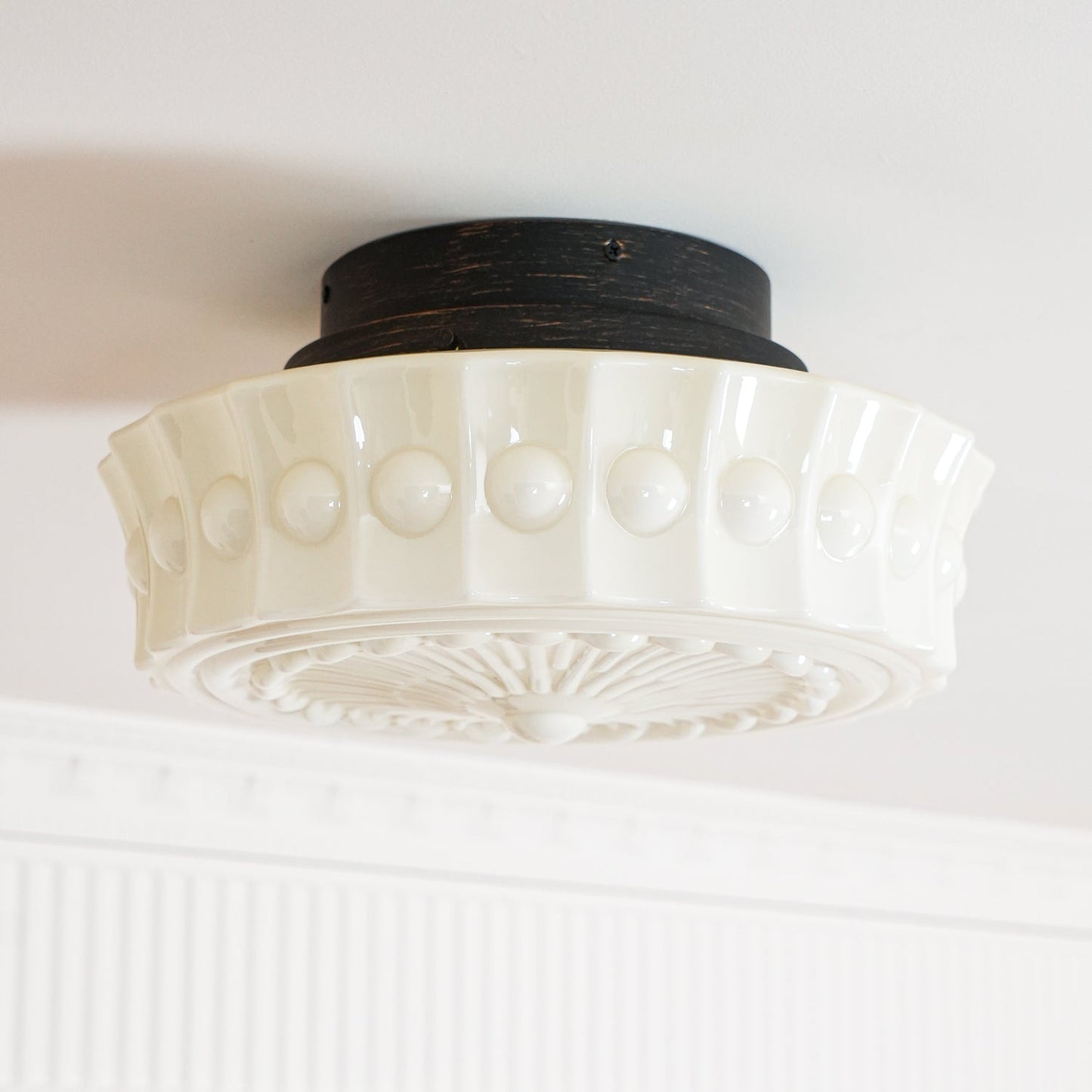 Solvendi | Minimalist Geometric Glass Bowl Semi Flush Ceiling Light