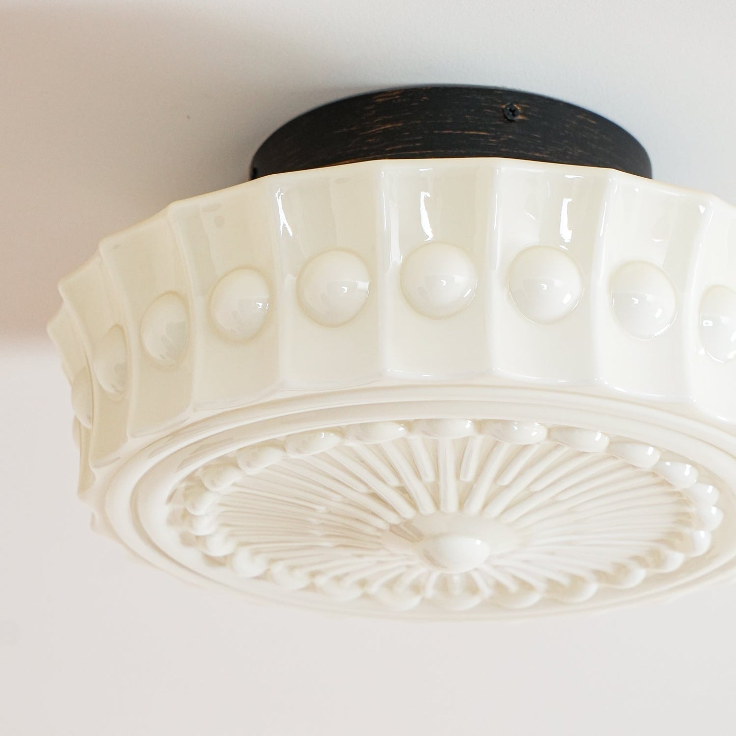 Solvendi | Minimalist Geometric Glass Bowl Semi Flush Ceiling Light
