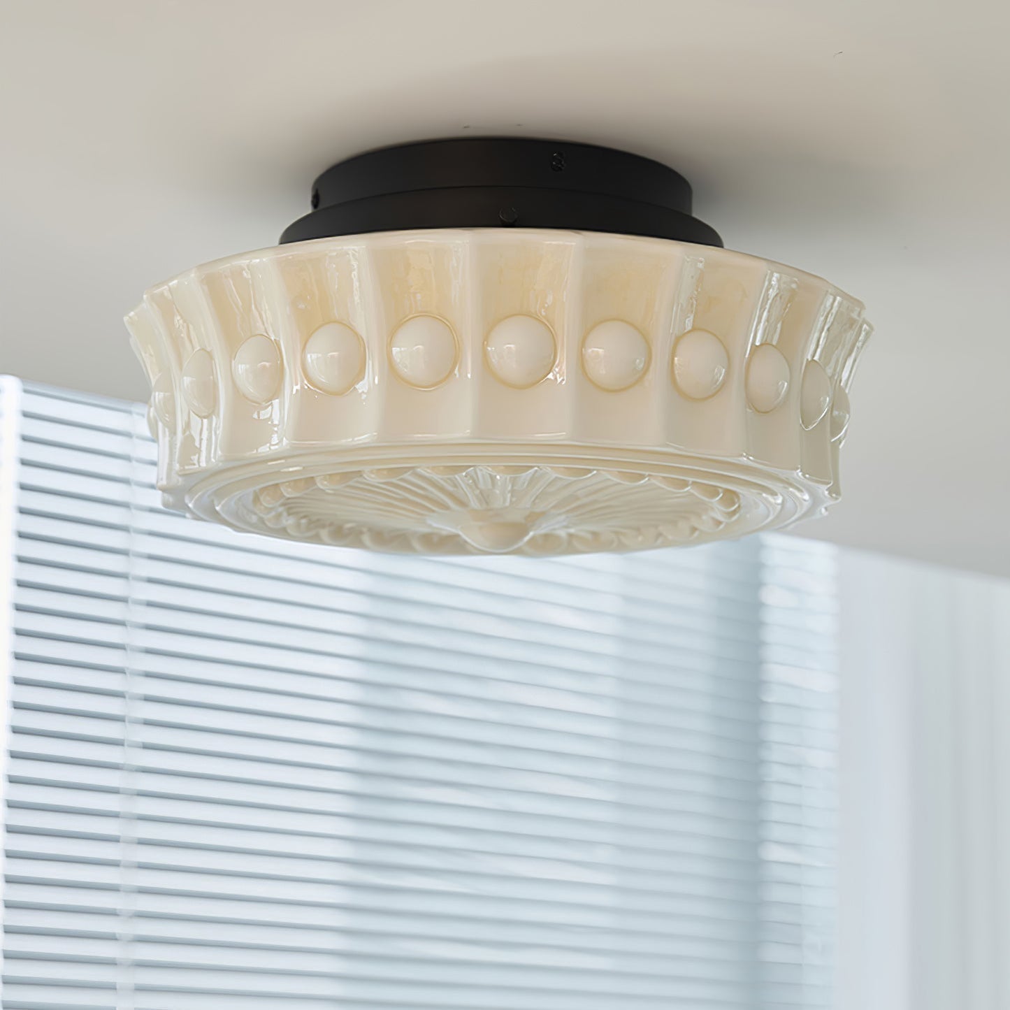 Solvendi | Minimalist Geometric Glass Bowl Semi Flush Ceiling Light