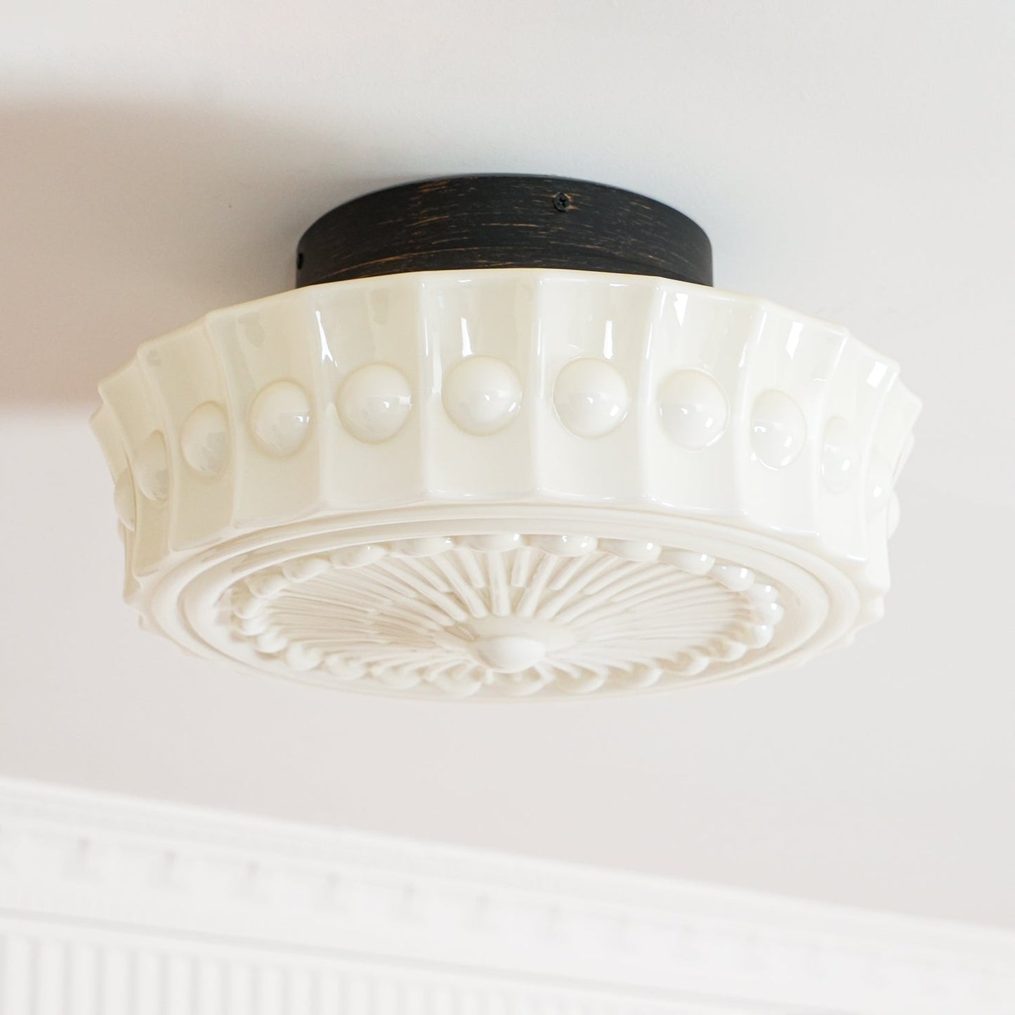 Solvendi | Minimalist Geometric Glass Bowl Semi Flush Ceiling Light