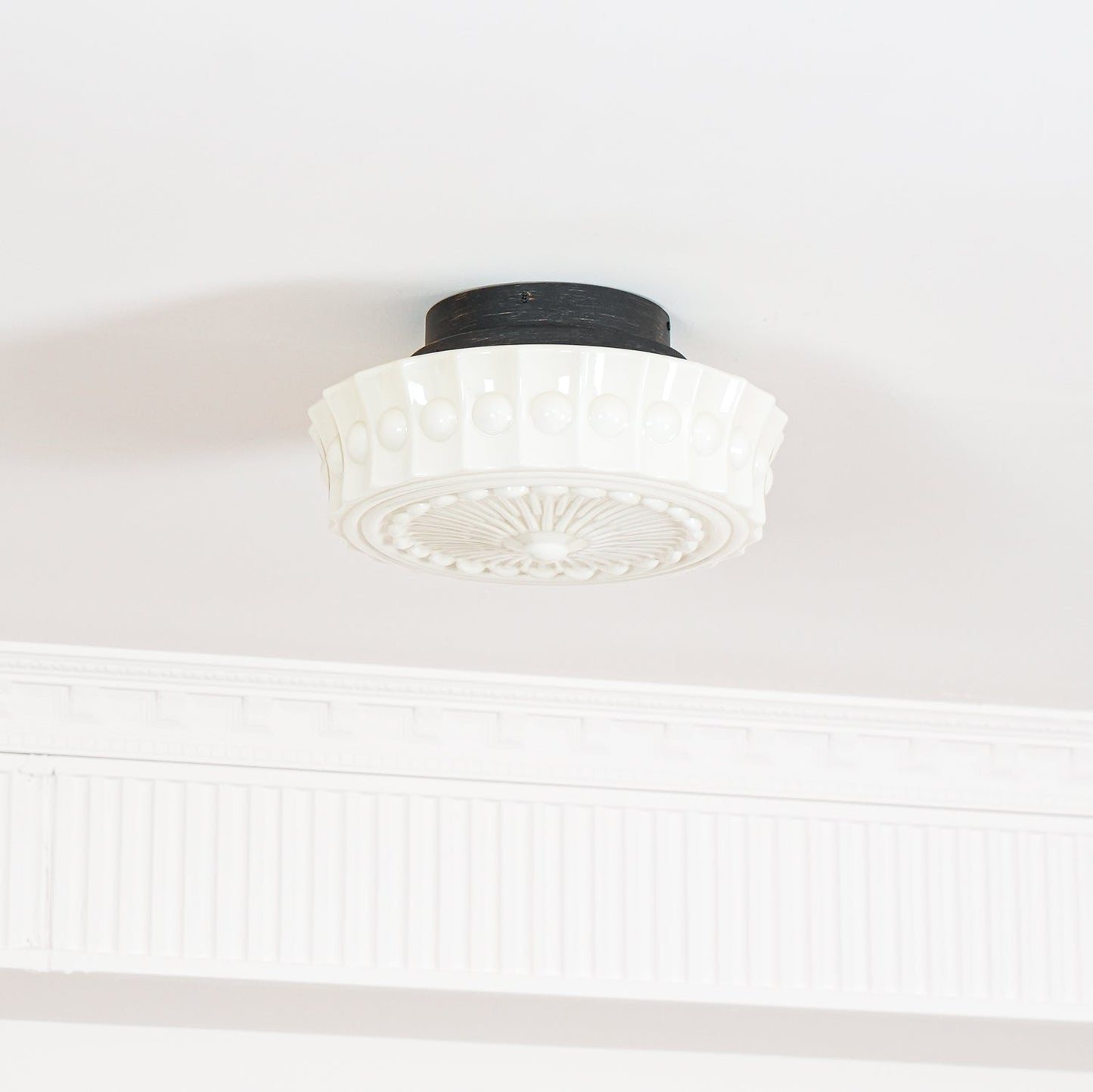 Solvendi | Minimalist Geometric Glass Bowl Semi Flush Ceiling Light