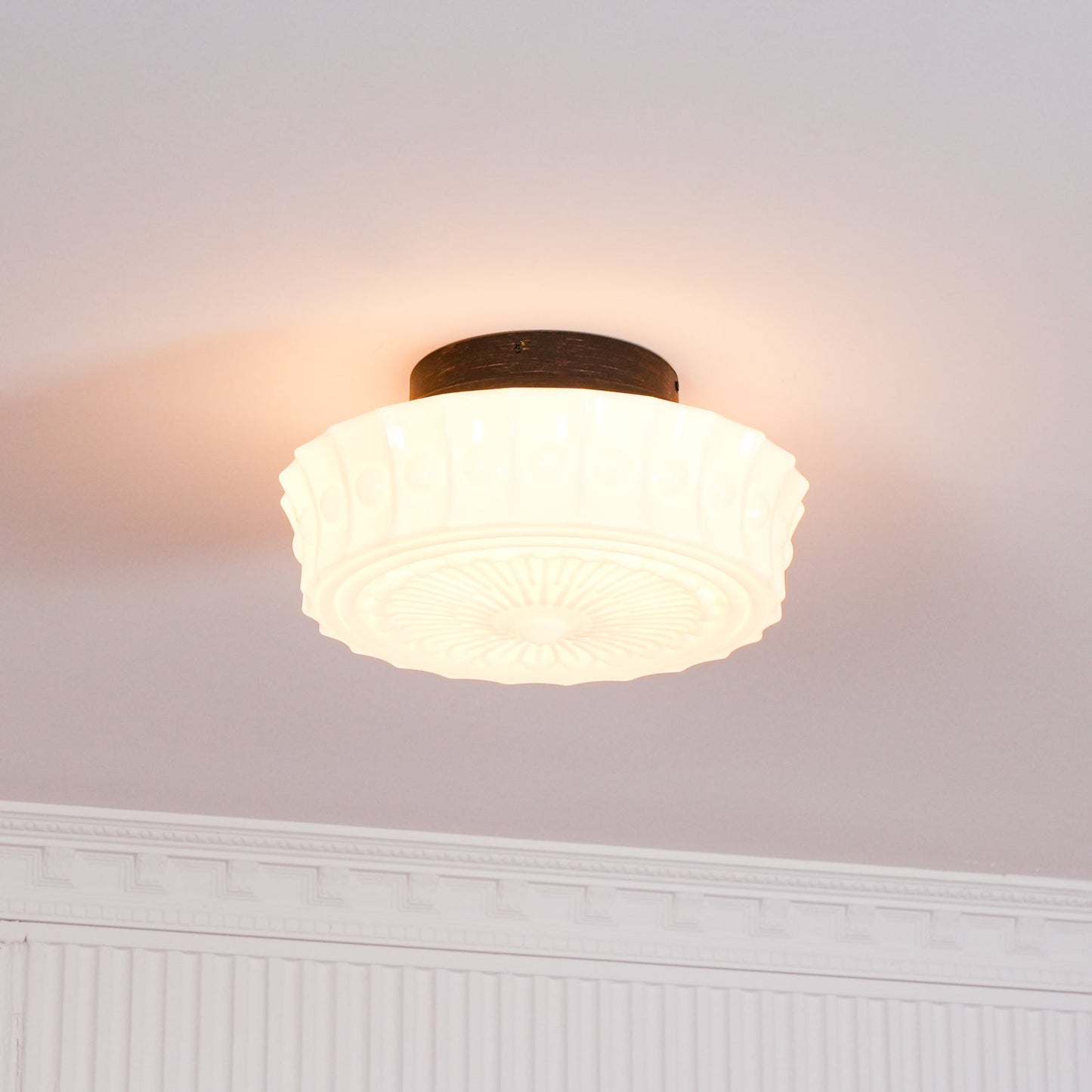 Solvendi | Minimalist Geometric Glass Bowl Semi Flush Ceiling Light