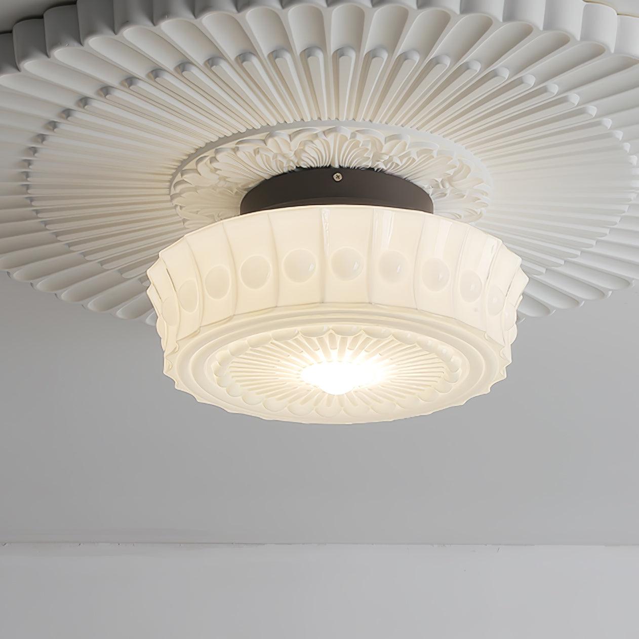 Solvendi | Minimalist Geometric Glass Bowl Semi Flush Ceiling Light
