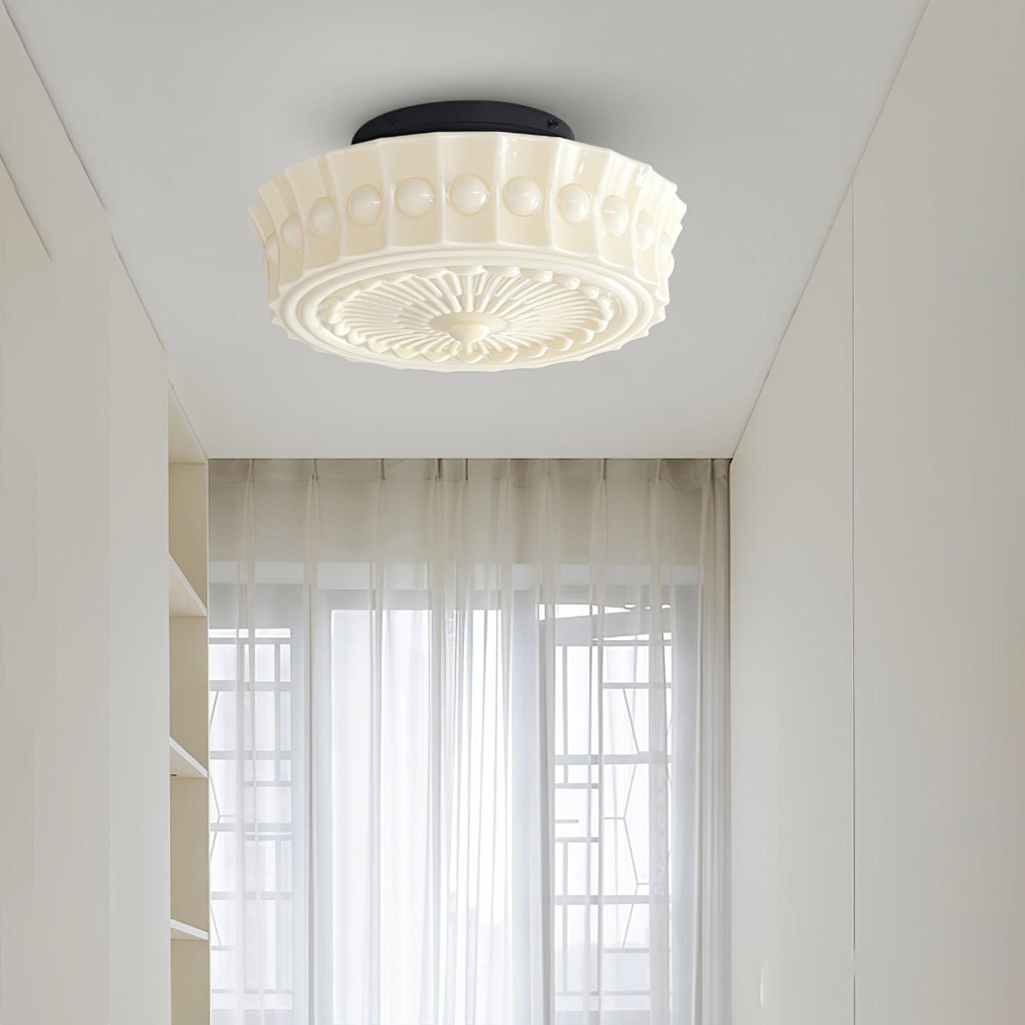Solvendi | Minimalist Geometric Glass Bowl Semi Flush Ceiling Light