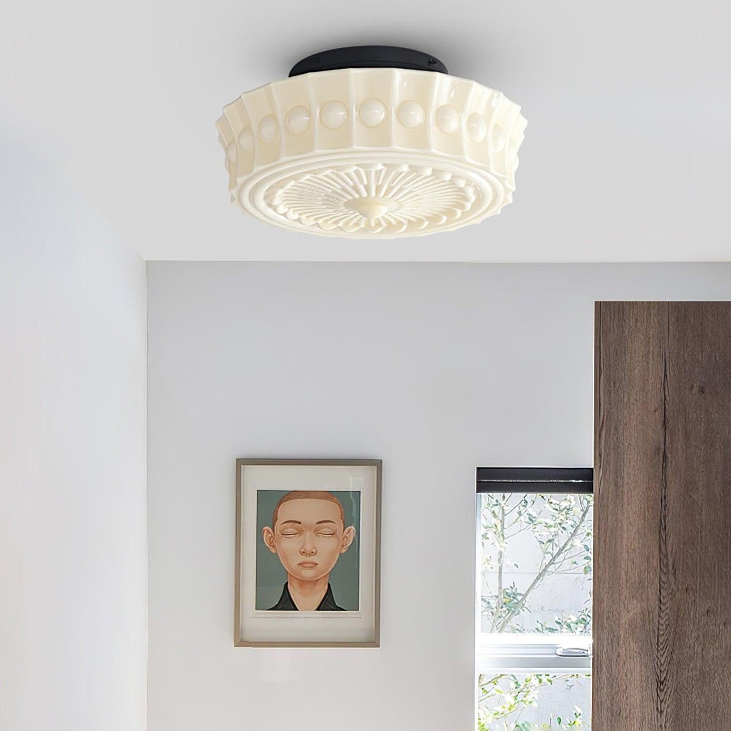 Solvendi | Minimalist Geometric Glass Bowl Semi Flush Ceiling Light