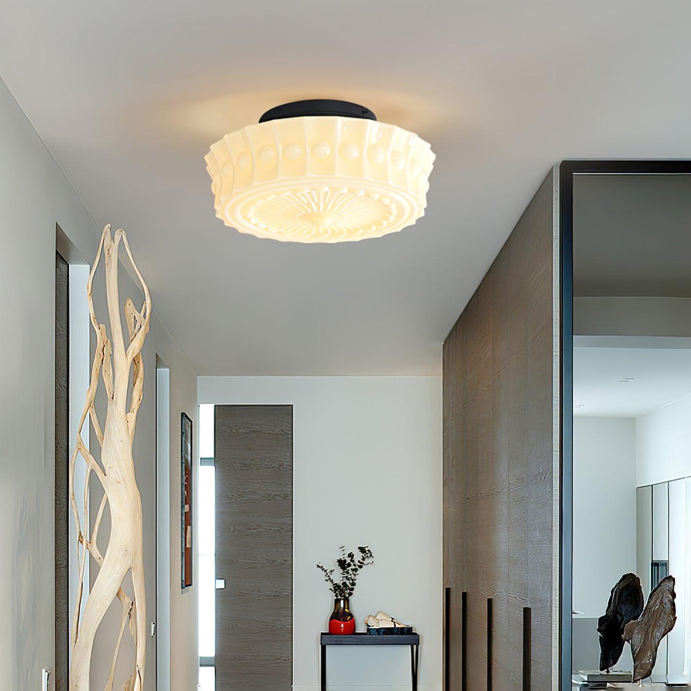 Solvendi | Minimalist Geometric Glass Bowl Semi Flush Ceiling Light
