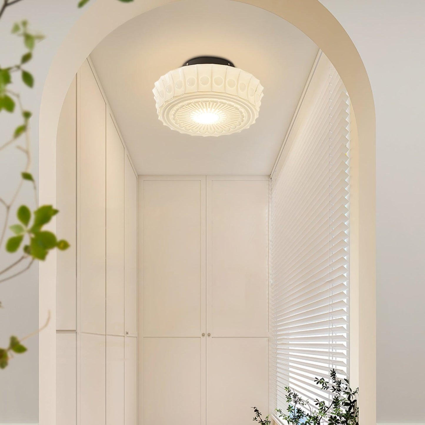 Solvendi | Minimalist Geometric Glass Bowl Semi Flush Ceiling Light