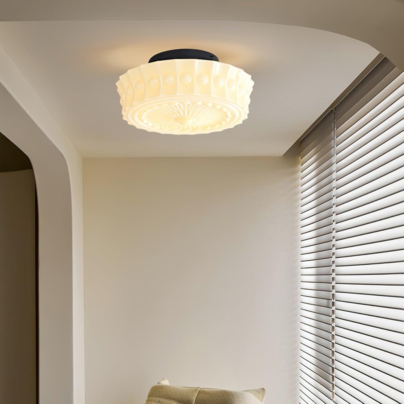 Solvendi | Minimalist Geometric Glass Bowl Semi Flush Ceiling Light