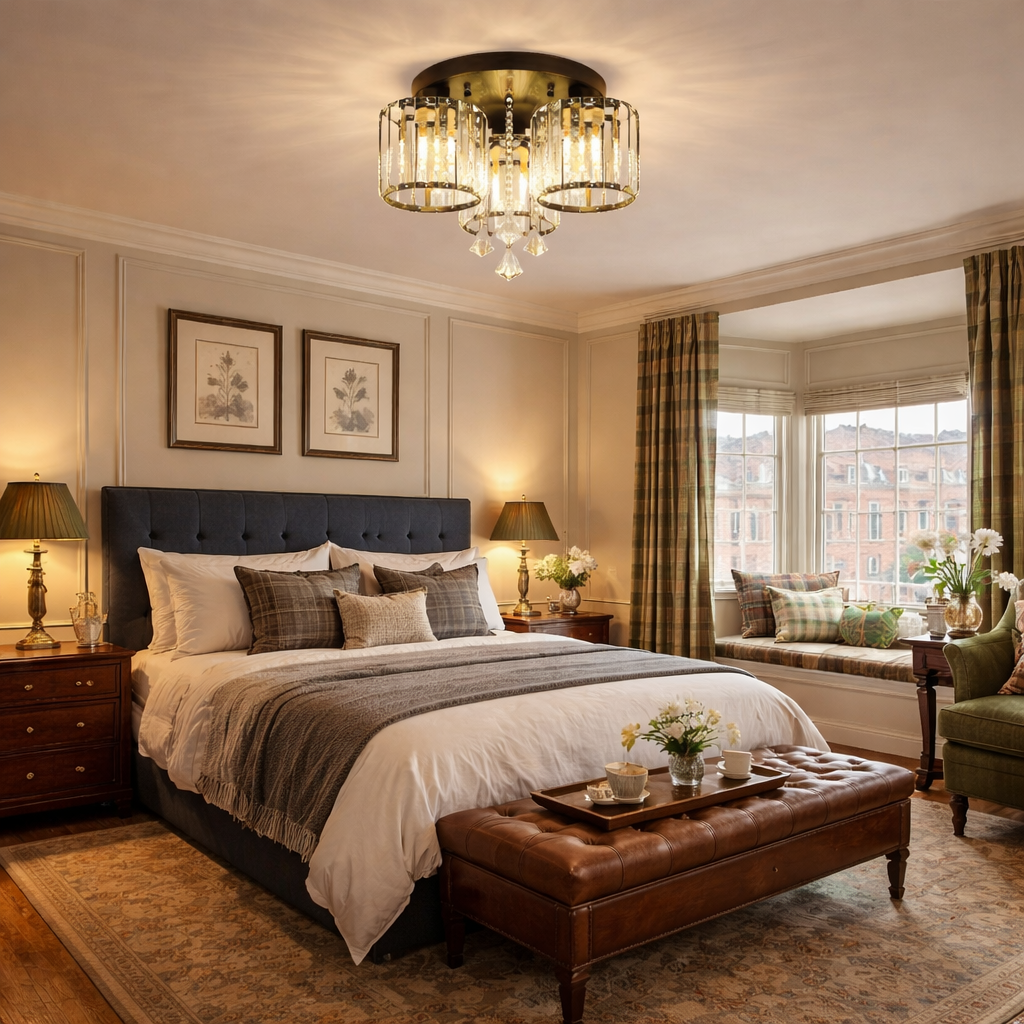 Vespera | Contemporary Multi-Head Crystal Prism Flush Mount Ceiling Light