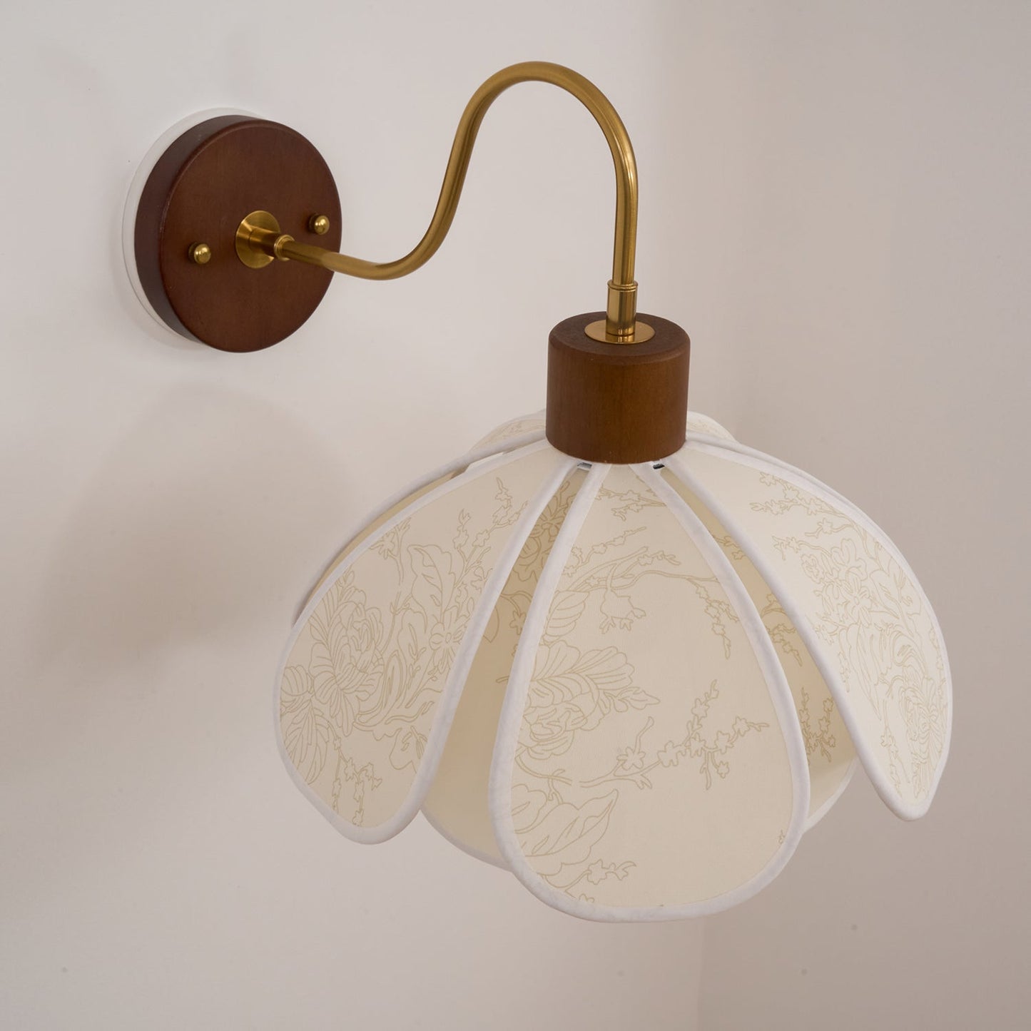 Thalix | Sculptural Floral Petal Wood Fabric Wall Light