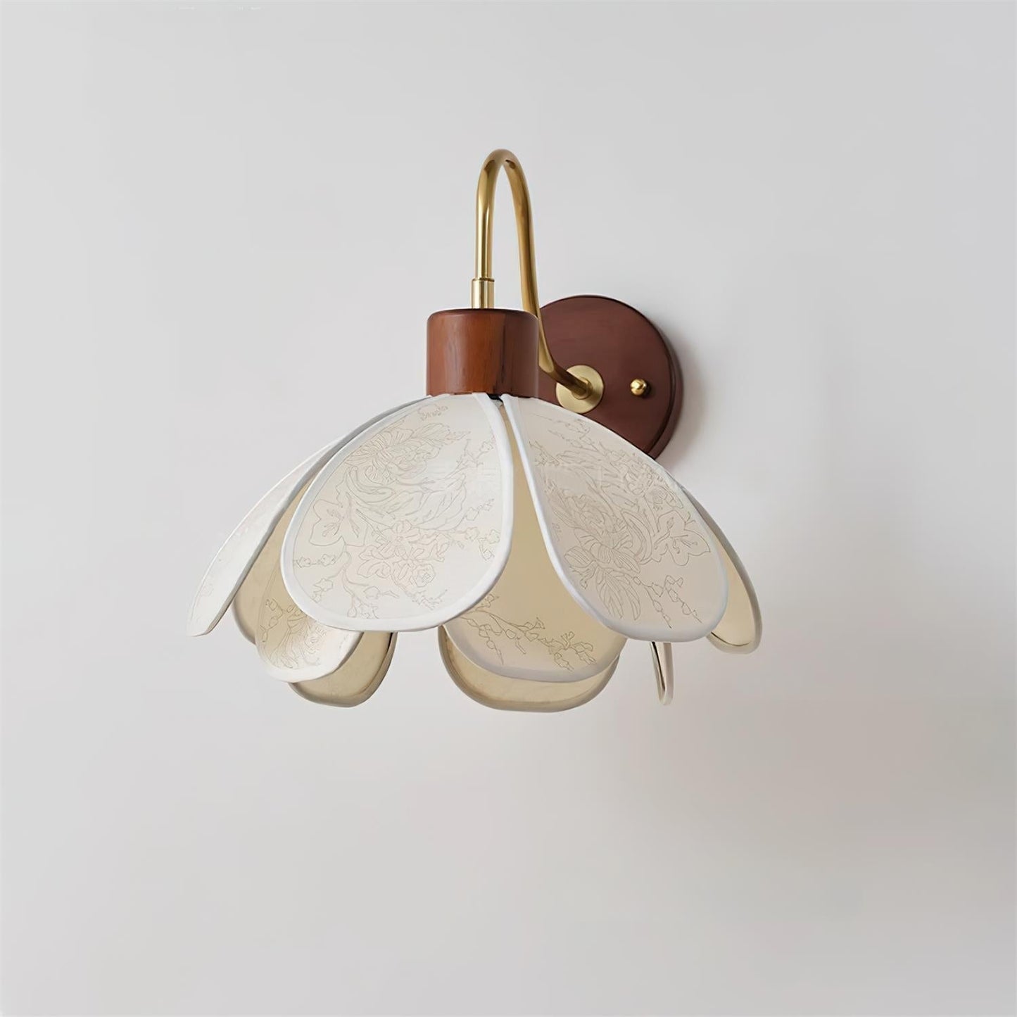 Thalix | Sculptural Floral Petal Wood Fabric Wall Light