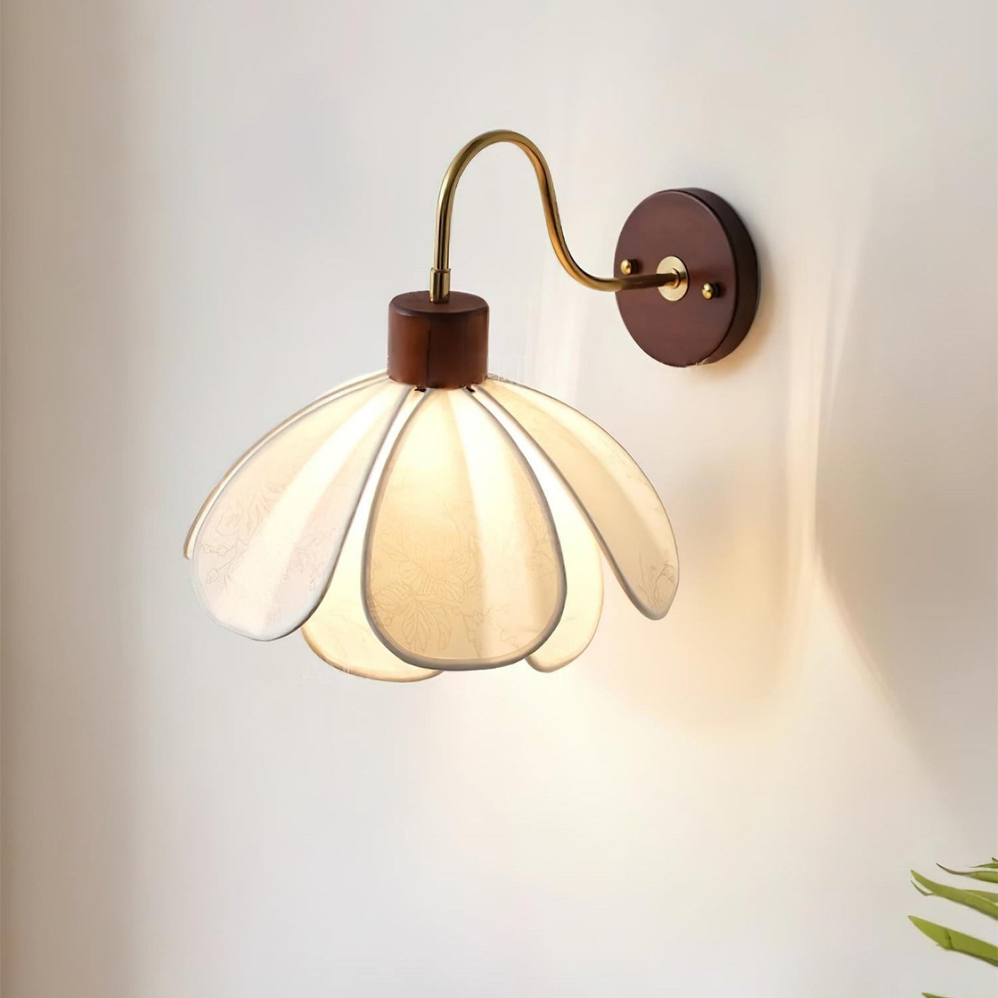 Thalix | Sculptural Floral Petal Wood Fabric Wall Light