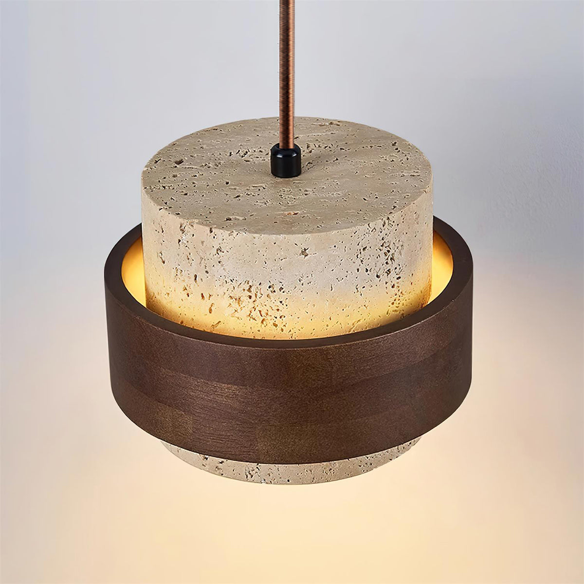 Perra | Natural Cylindrical Travertine Stone Pendant Light