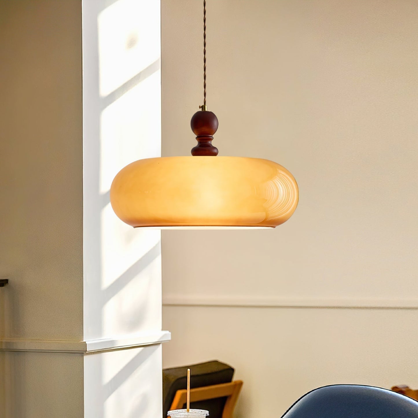Valnord | Nordic Curvaceous Amber Glass Pendant Light
