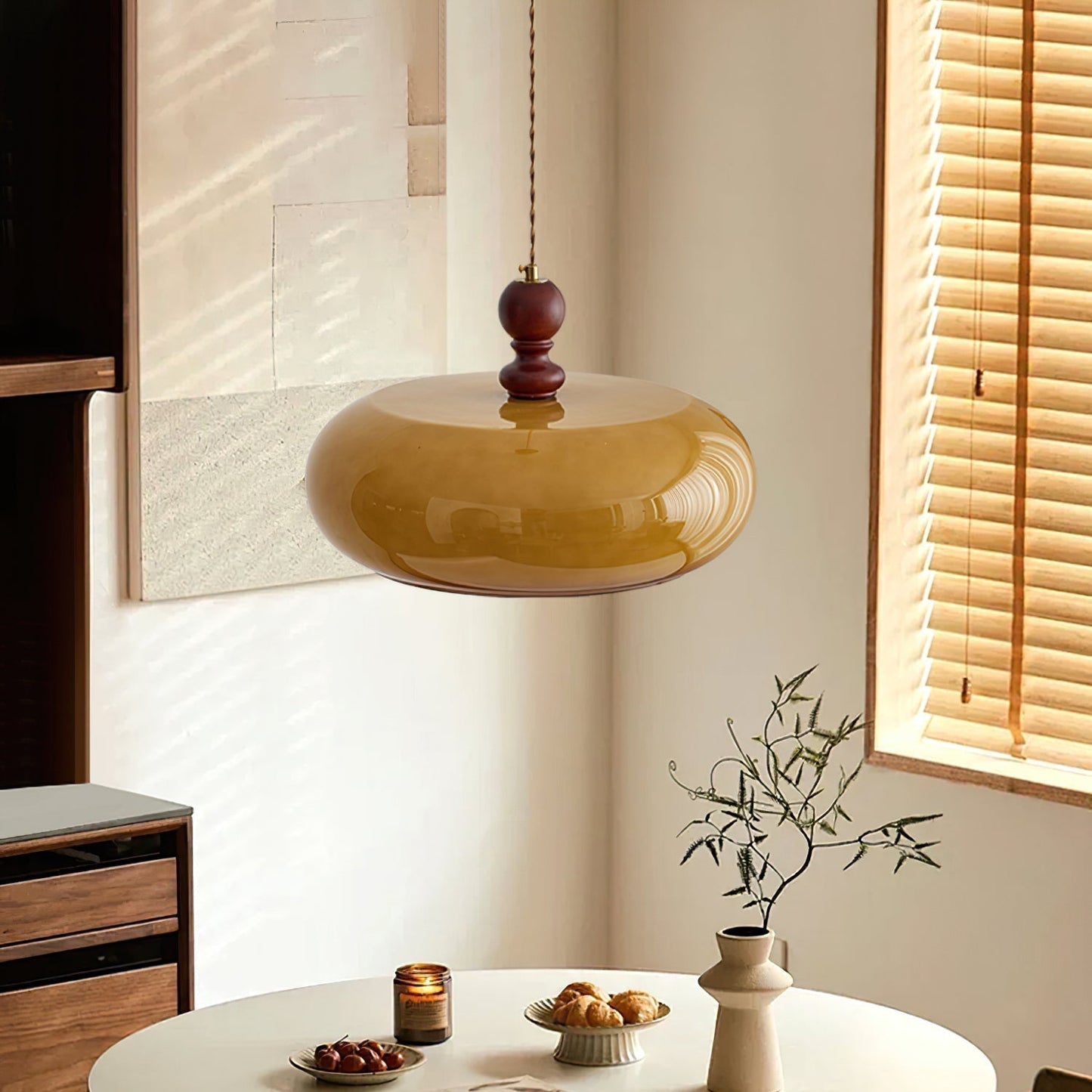 Valnord | Nordic Curvaceous Amber Glass Pendant Light