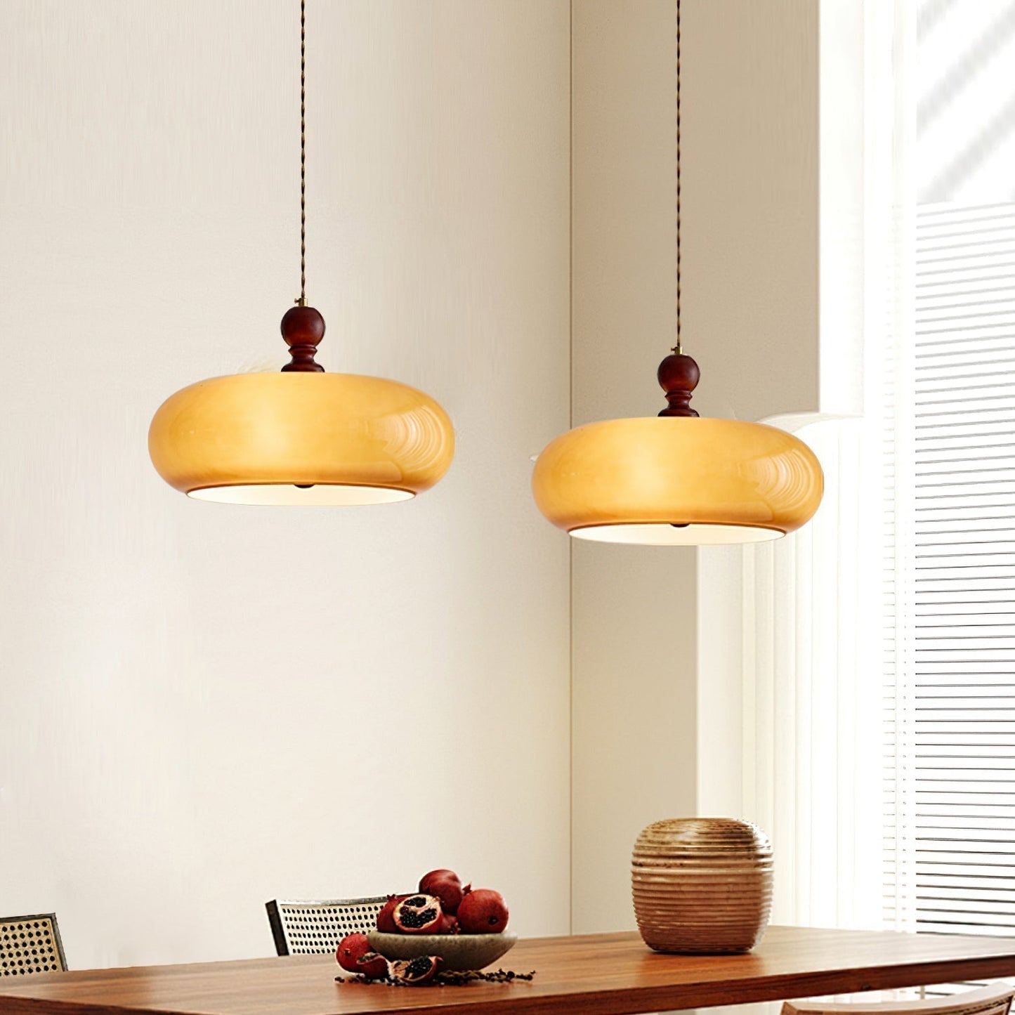 Valnord | Nordic Curvaceous Amber Glass Pendant Light