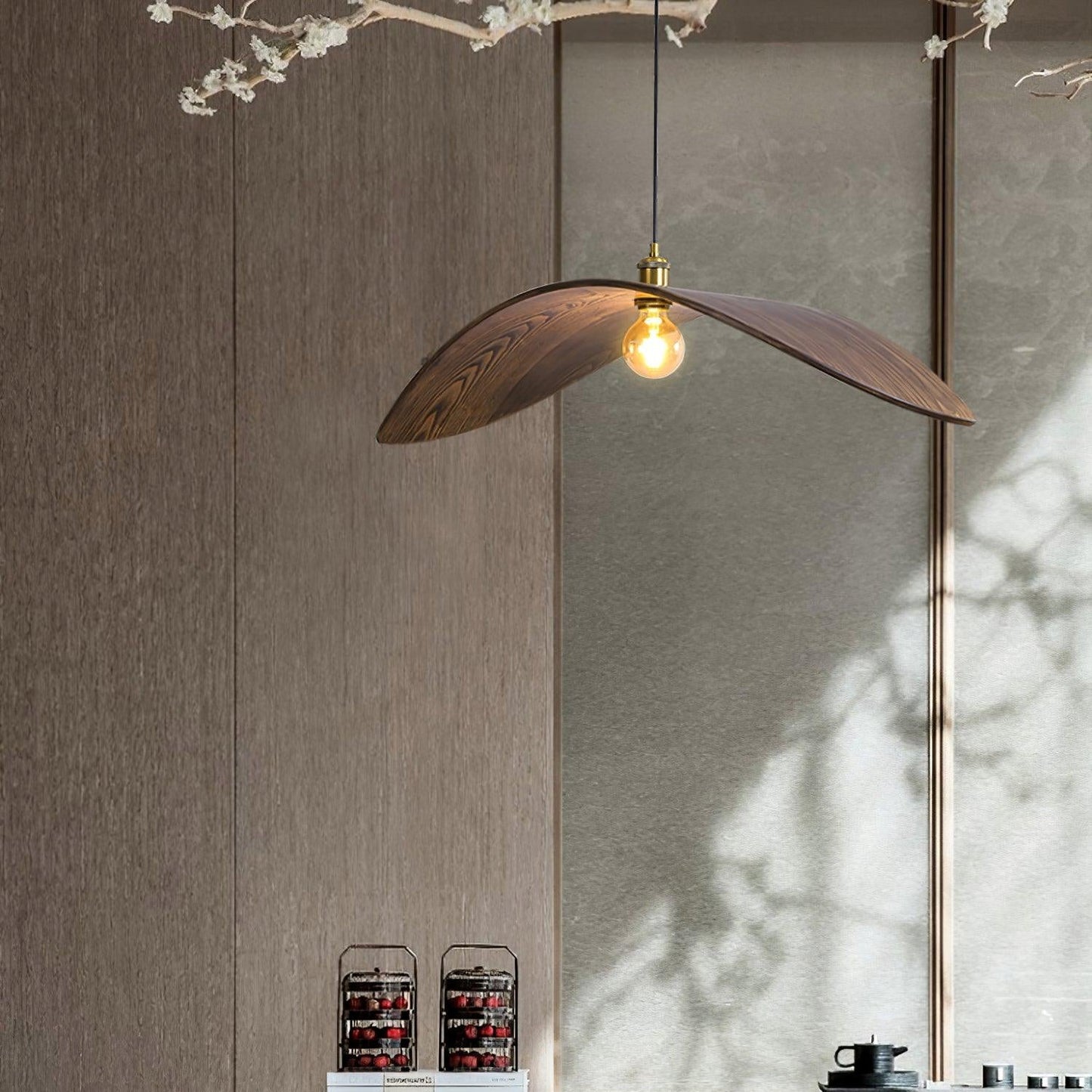 Kjelden | Nordic Sculptural Ash Wood Wave Pendant Light