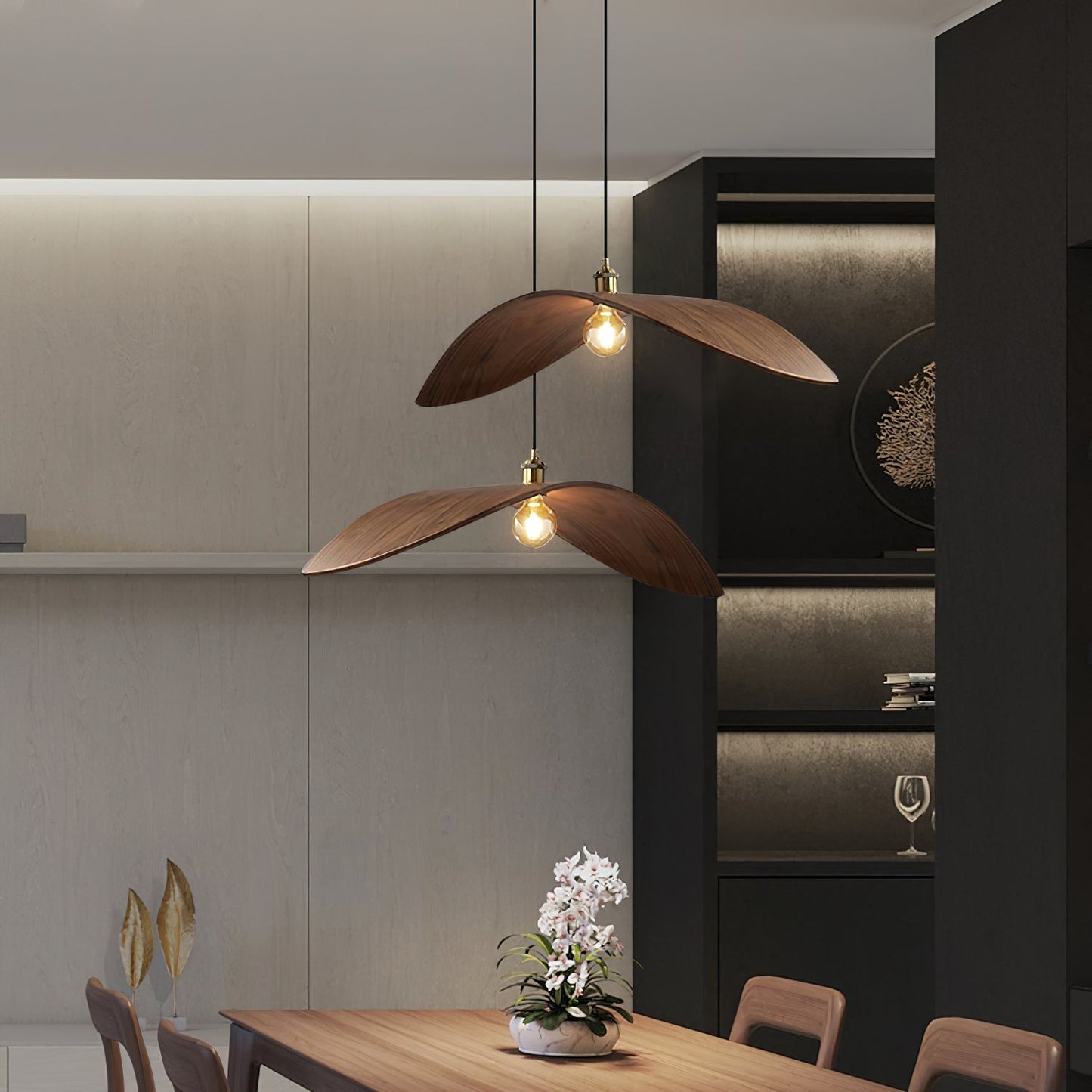 Kjelden | Nordic Sculptural Ash Wood Wave Pendant Light