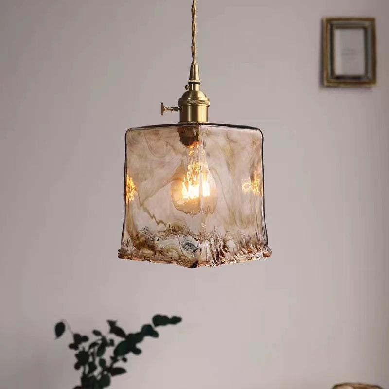 Lerius | Geometric Industrial Brass Handcrafted Glass Pendant Light