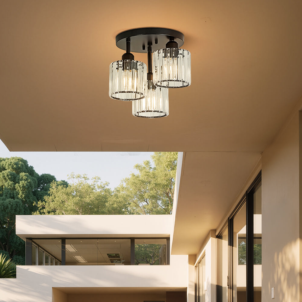 Luminera | Elegant Crystal Glass Semi Flush Ceiling Light
