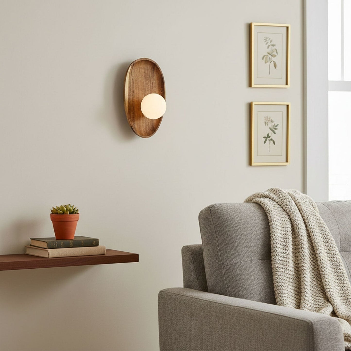 Merivane | Organic Texture Glass Timber Sconce Wall Light