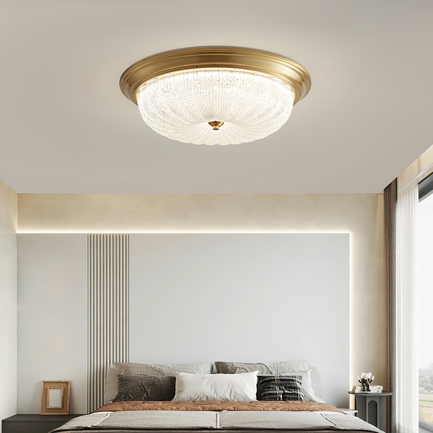 Elvore | Grand Ornate Frosted Glass Vaulted Flush Mount Ceiling Light