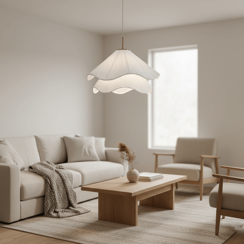 Corisande | Layered Pleated Fabric Floral Pendant Light