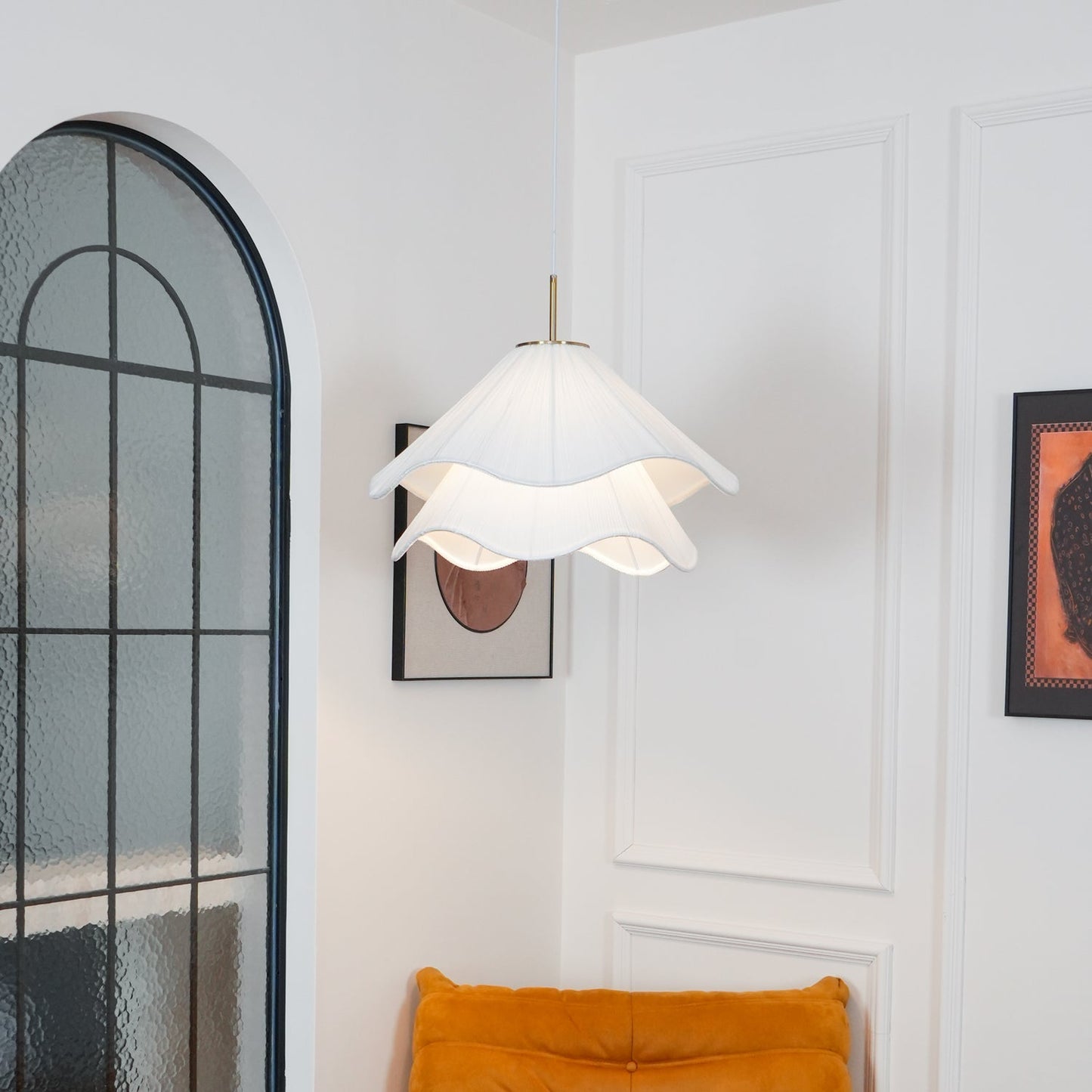 Corisande | Layered Pleated Fabric Floral Pendant Light