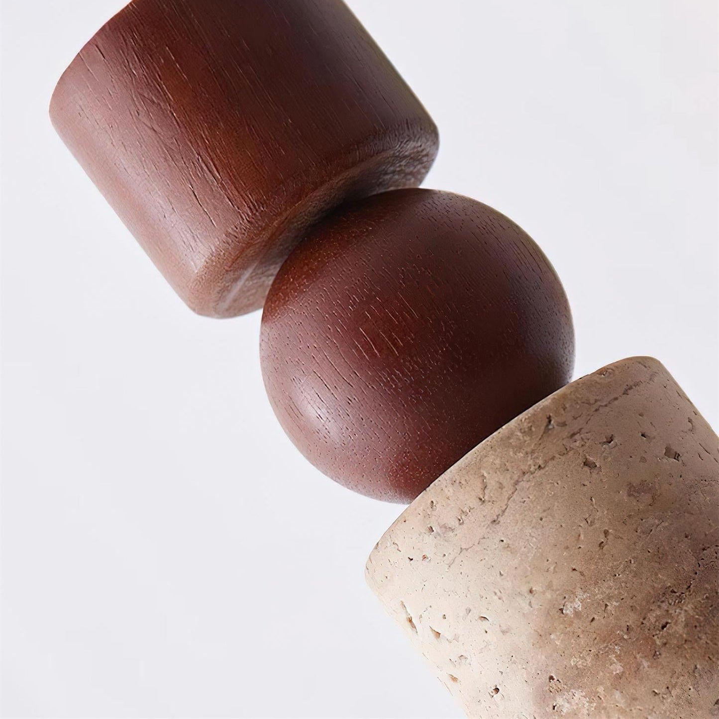 Elvara | Minimalist Nordic Travertine Wood Column Pendant Light