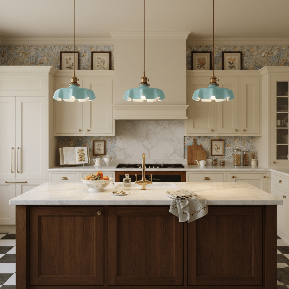 Kelvarna | Vintage Pleated Glass Fluted Pendant Light
