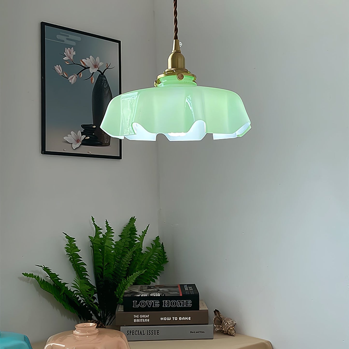 Kelvarna | Vintage Pleated Glass Fluted Pendant Light