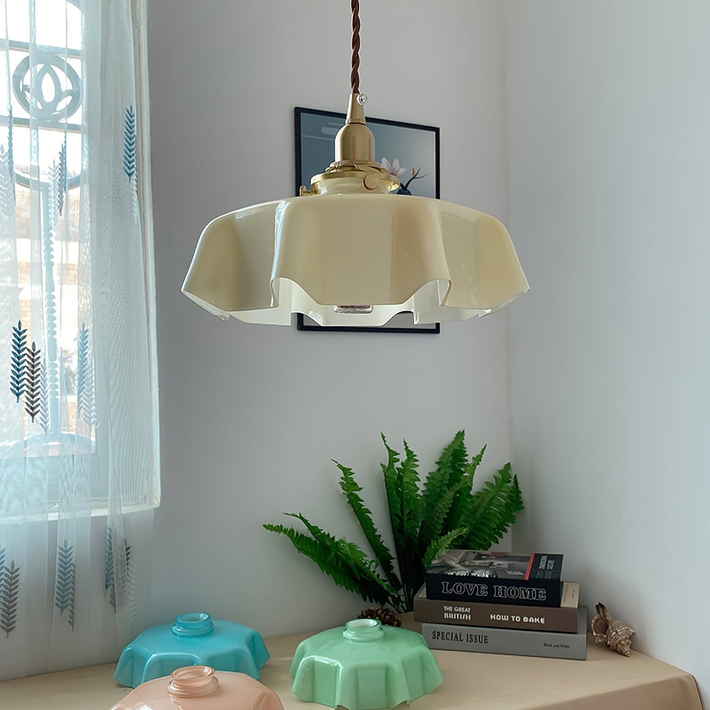 Kelvarna | Vintage Pleated Glass Fluted Pendant Light