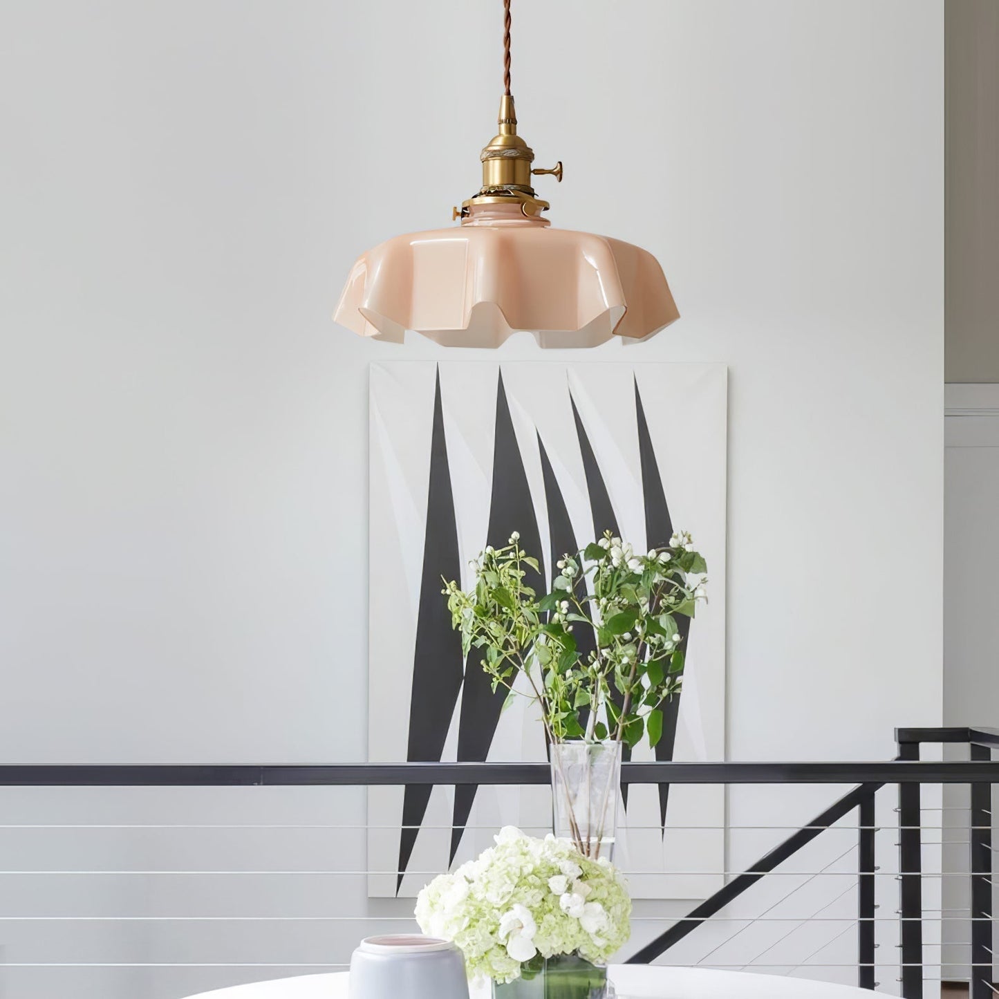 Kelvarna | Vintage Pleated Glass Fluted Pendant Light
