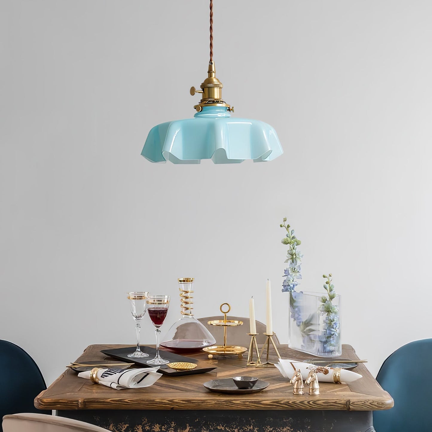 Kelvarna | Vintage Pleated Glass Fluted Pendant Light