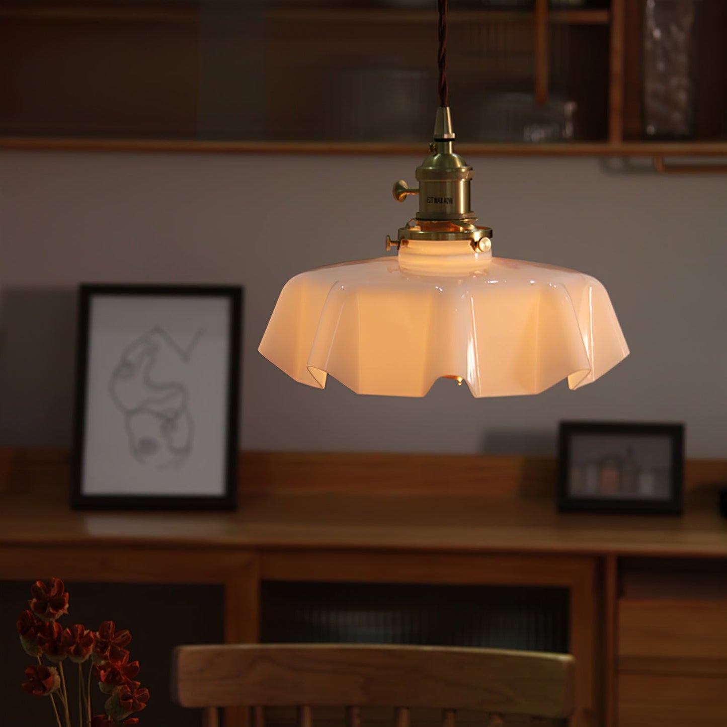 Kelvarna | Vintage Pleated Glass Fluted Pendant Light