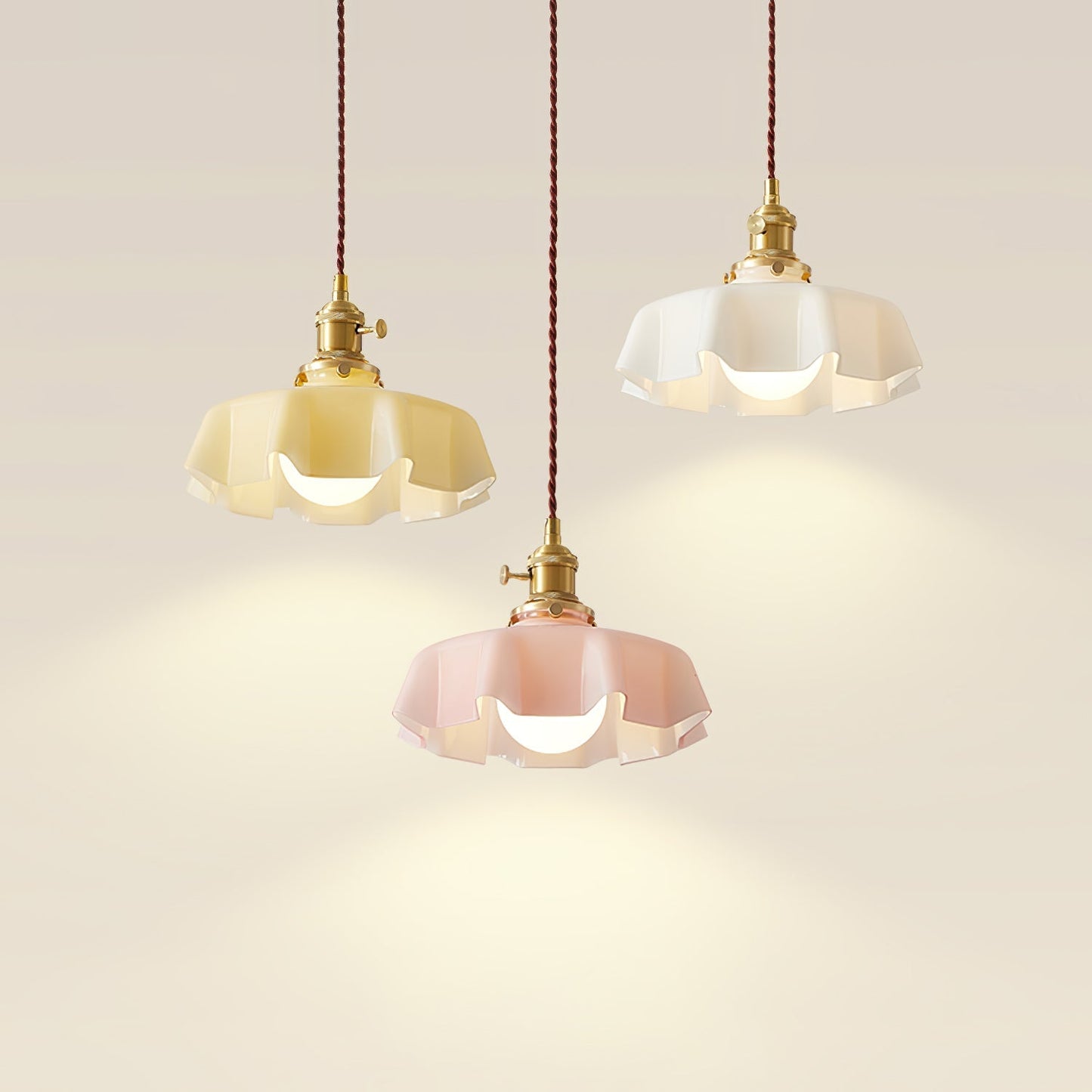 Kelvarna | Vintage Pleated Glass Fluted Pendant Light