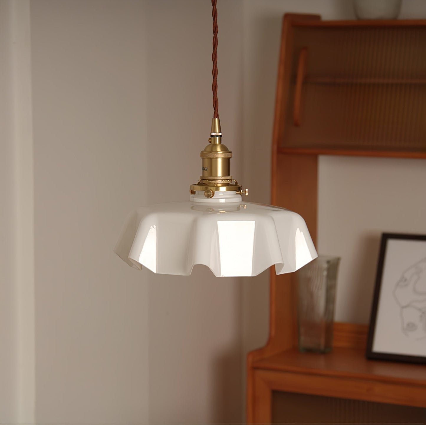 Kelvarna | Vintage Pleated Glass Fluted Pendant Light