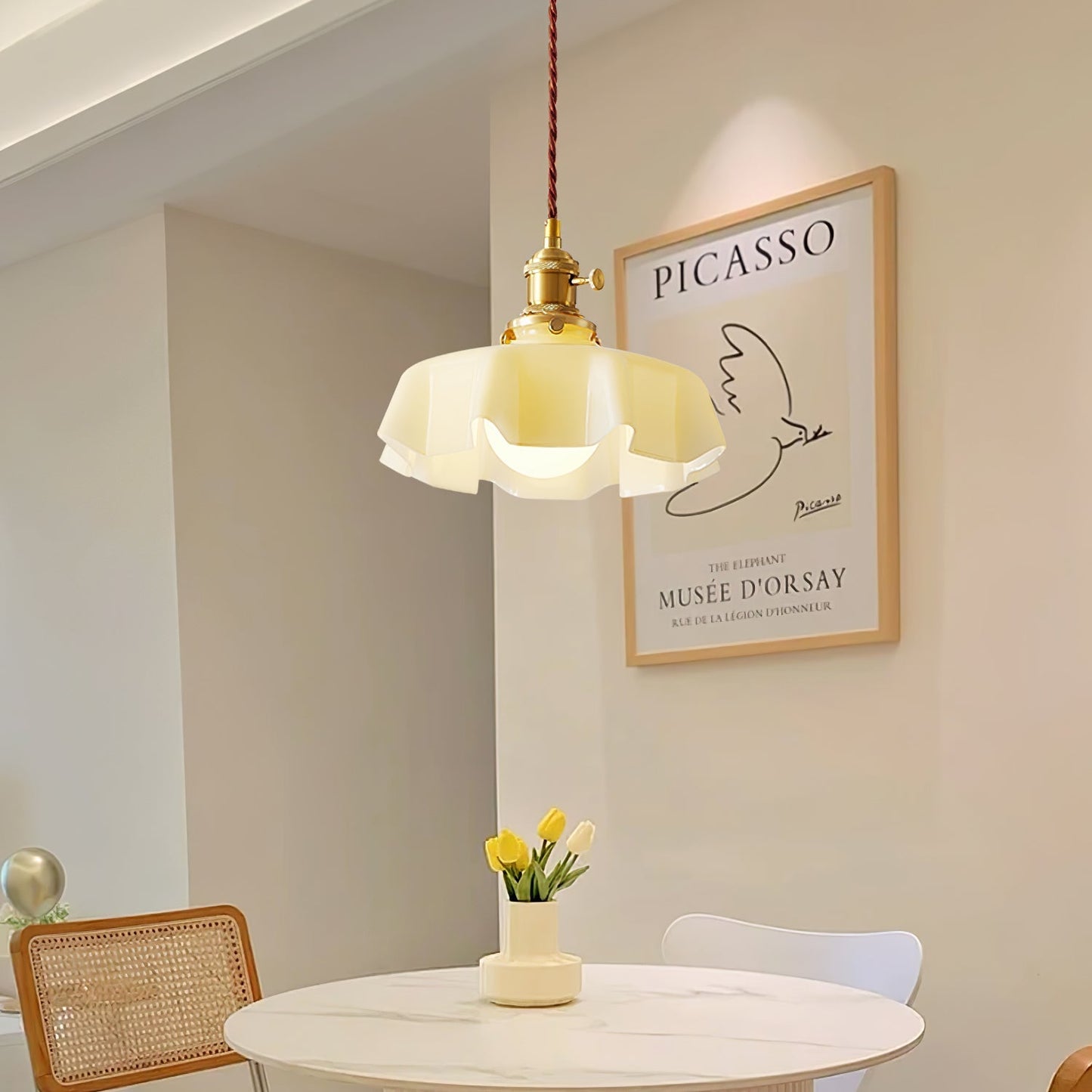 Kelvarna | Vintage Pleated Glass Fluted Pendant Light