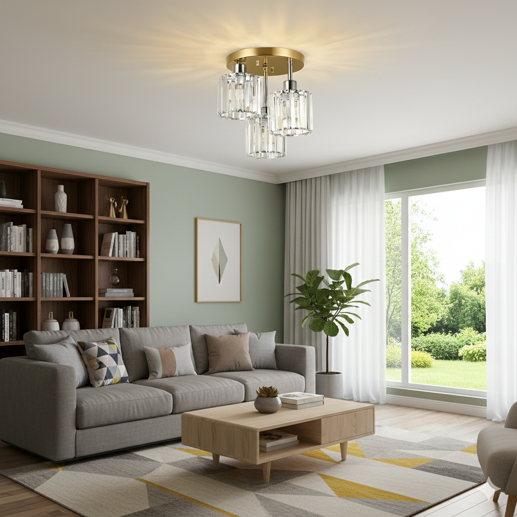 Luminera | Elegant Crystal Glass Semi Flush Ceiling Light