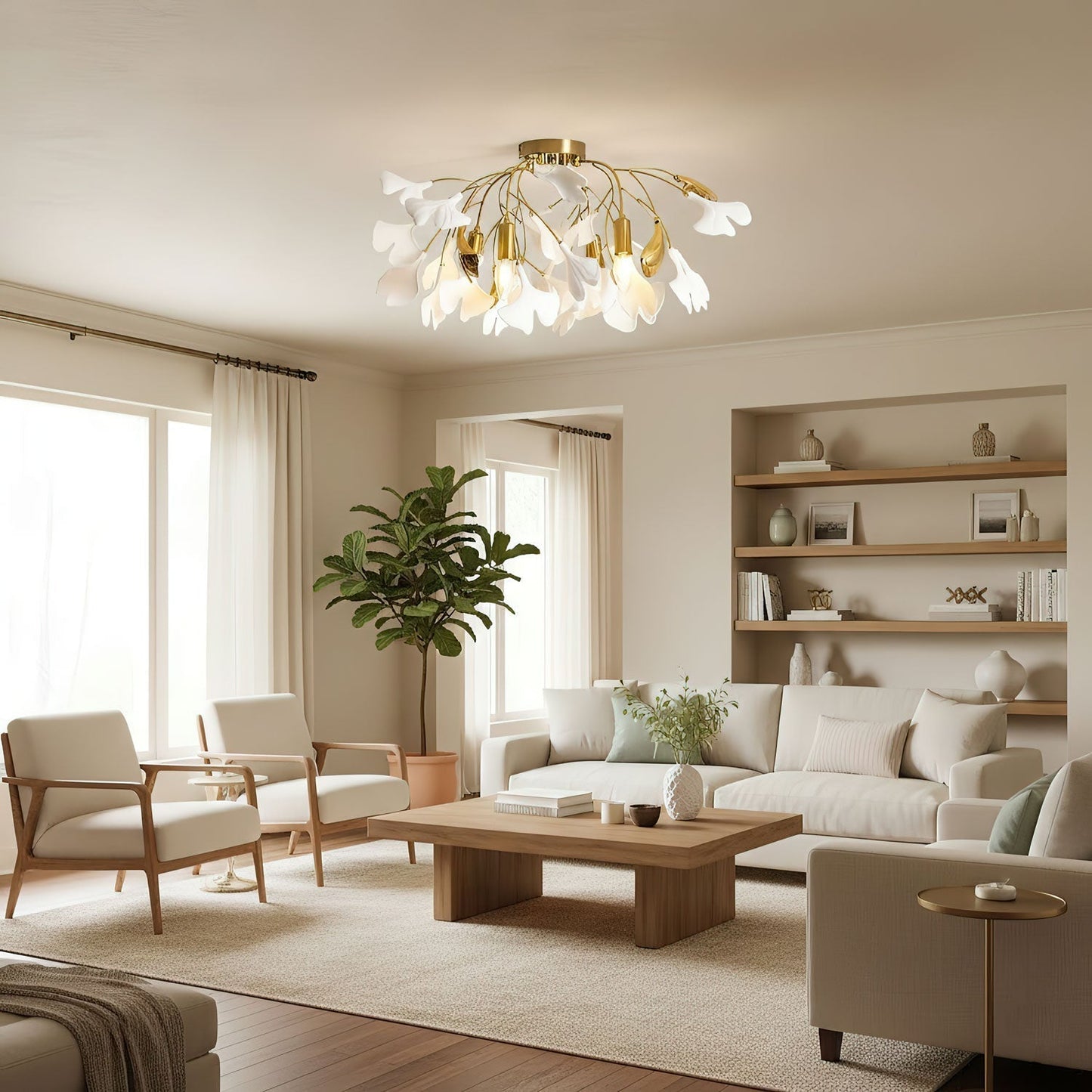 Zephryon | Botanical Ceramic Leaf Cluster Ceiling Light
